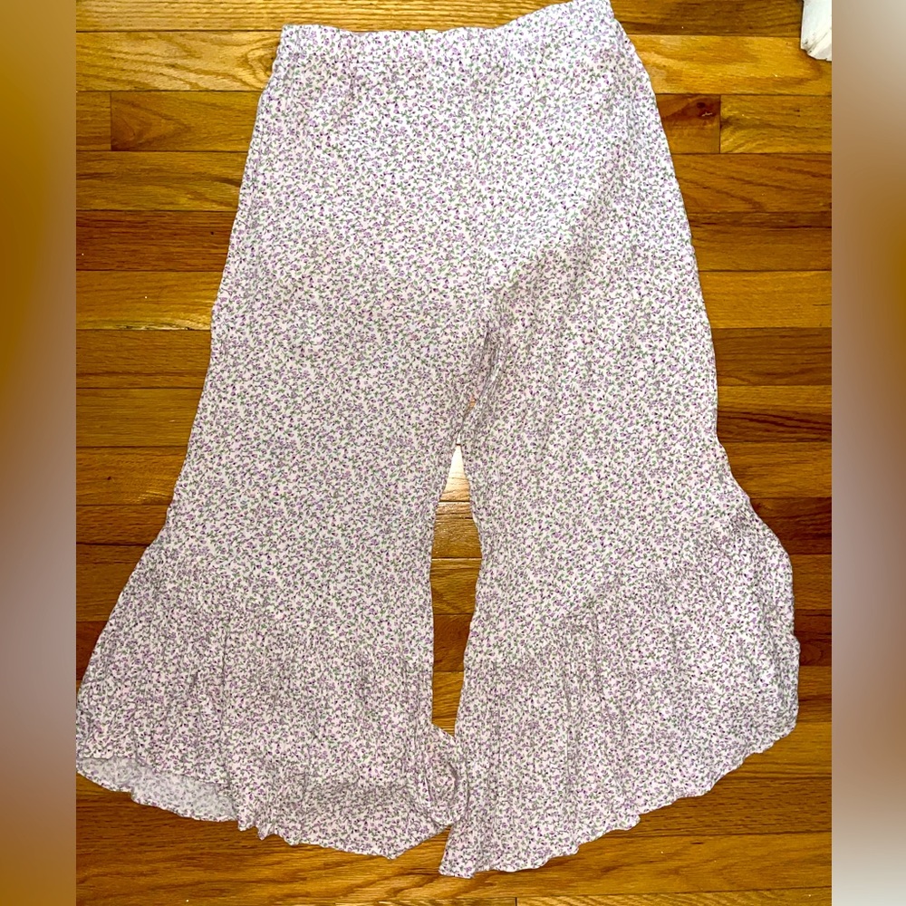 Hem & Thread- purple flower printed pants